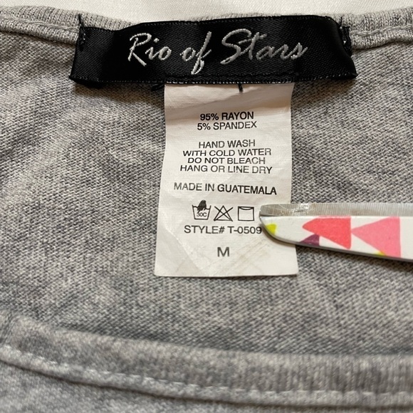 Rio of Stars size medium open shoulder gray long sleeve shirt - Picture 4 of 10
